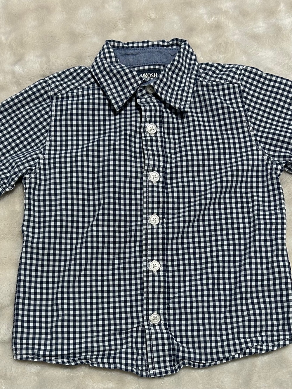 OshKosh B'gosh Navy & White Gingham Button-Down Shirt